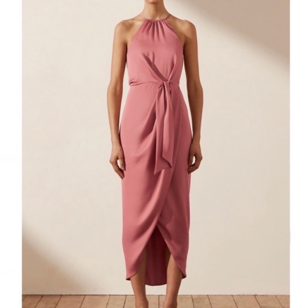 Shona Joy tie front satin midi
